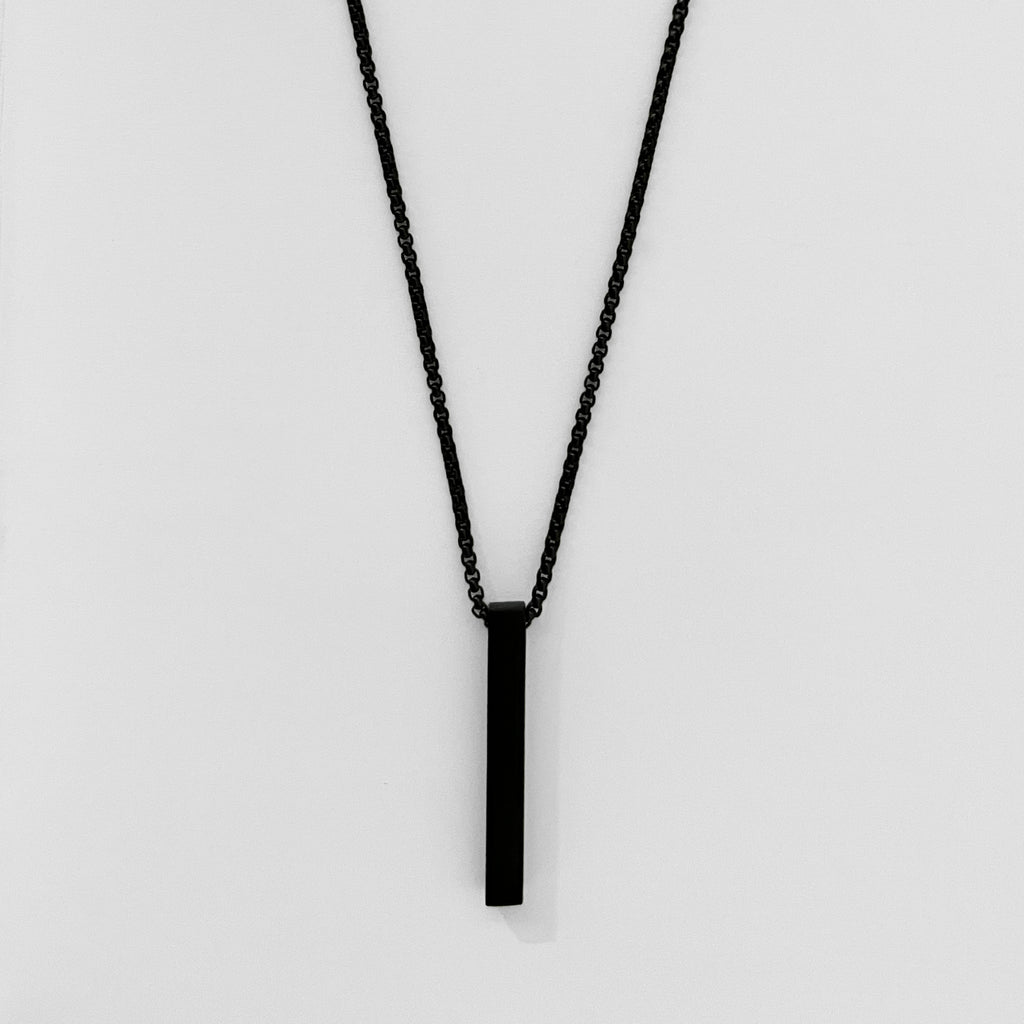 Matte black vertical bar pendant chain