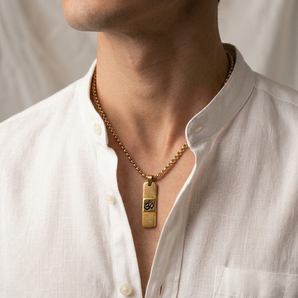 Om sacred tag pendant chain