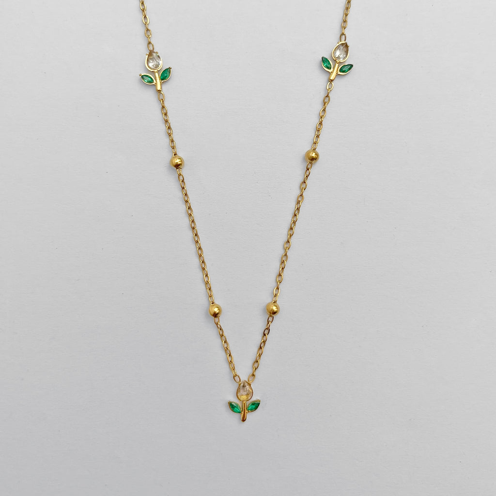 Emerald & Crystal Tulip Set