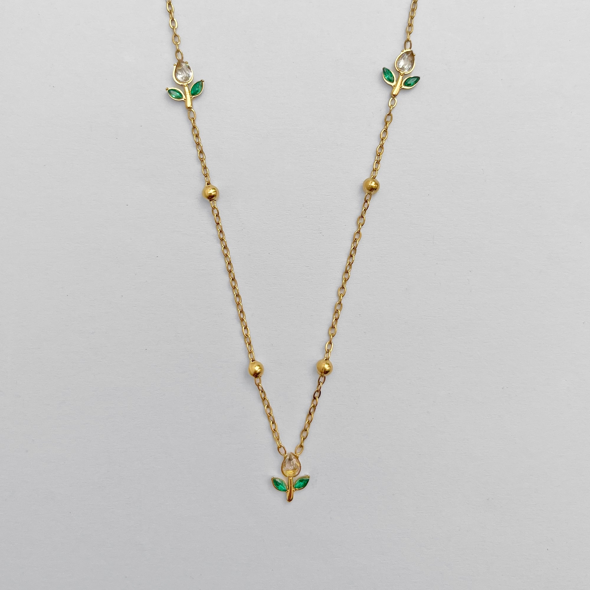 Emerald & Crystal Tulip Set