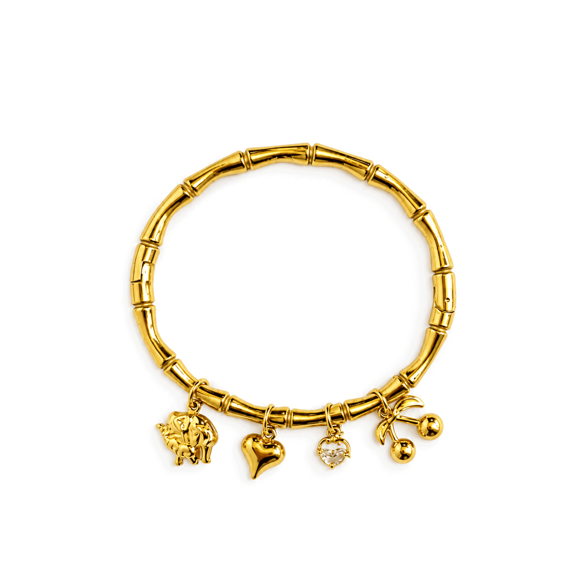 Golden Love Charm Bangle