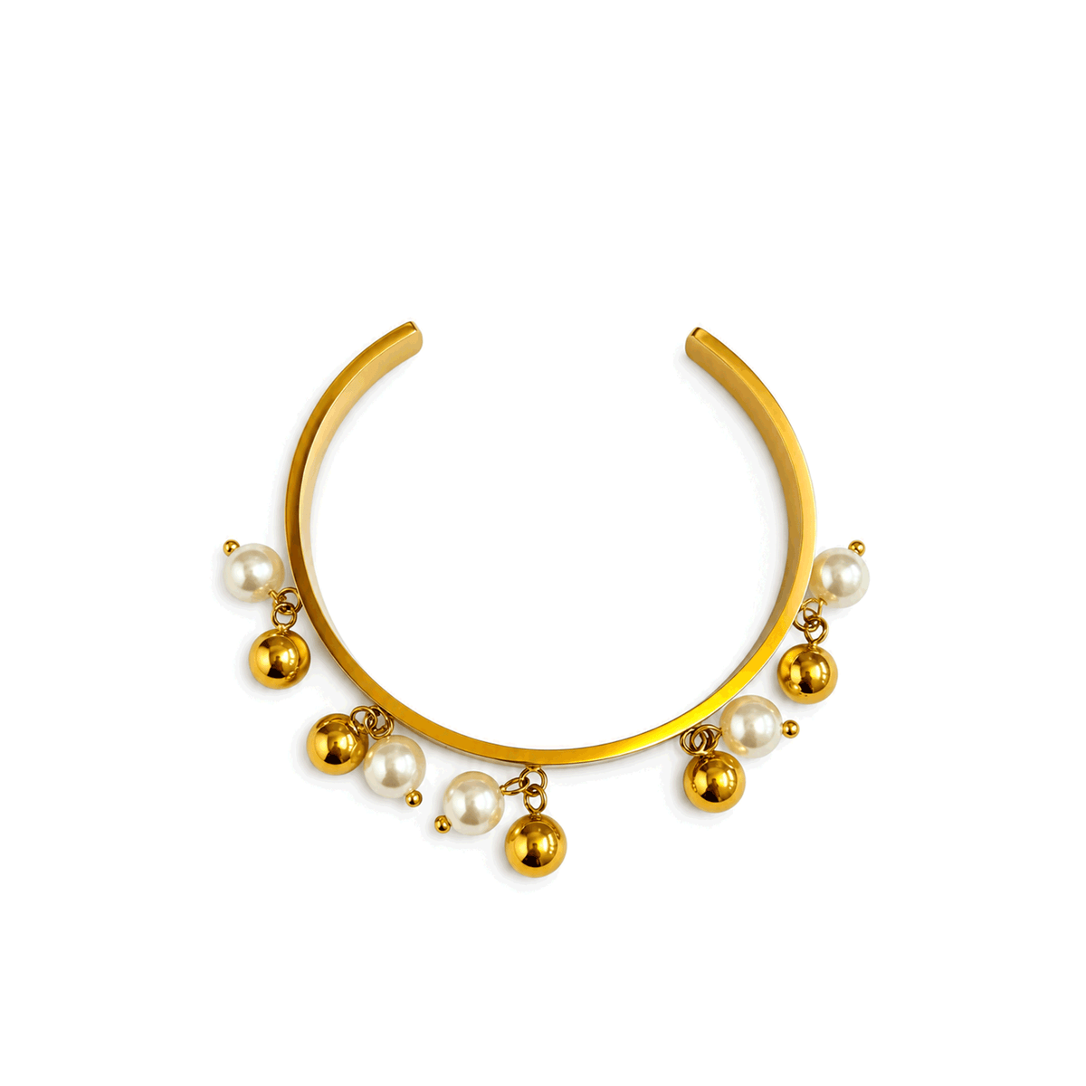 Pearl Charm Open Bangle