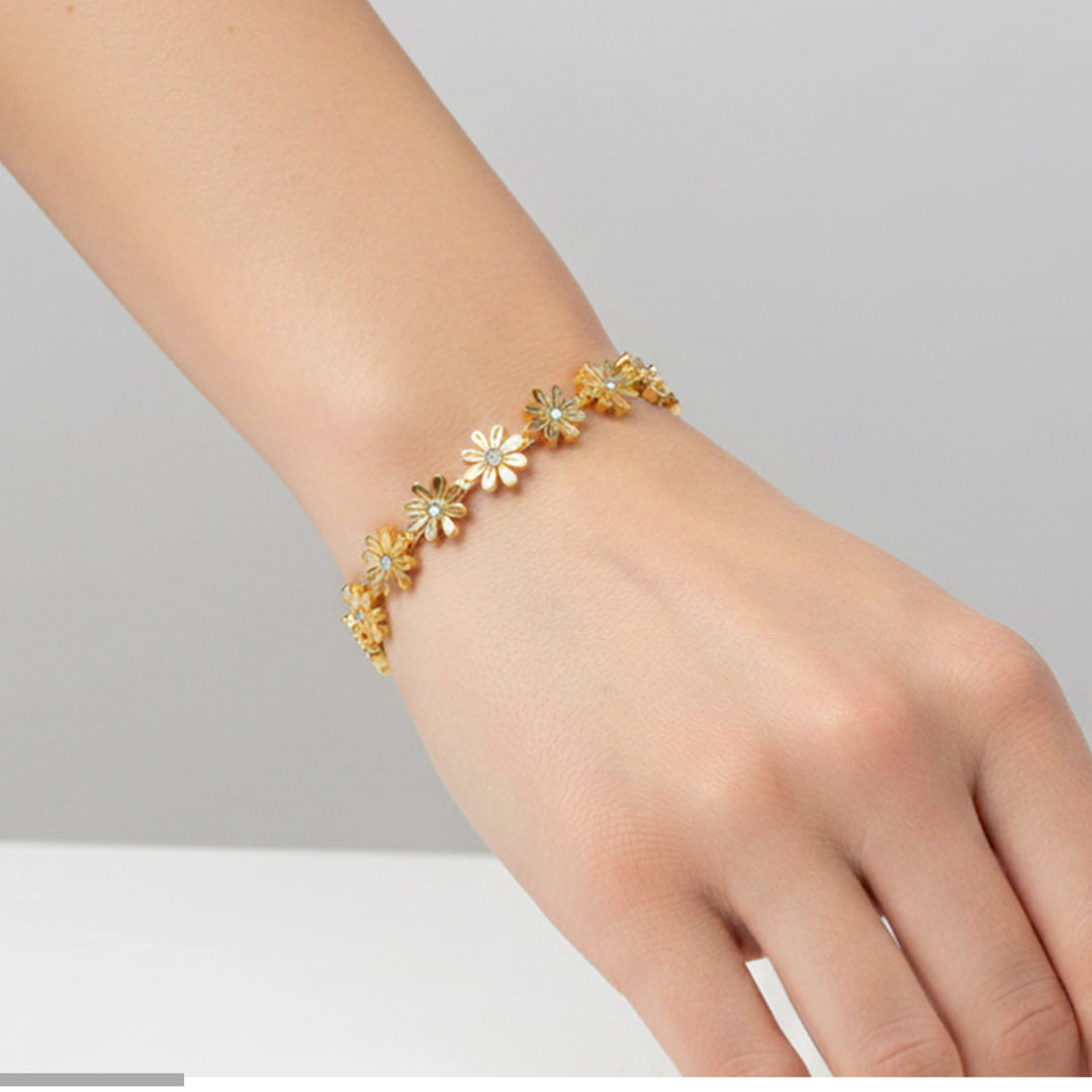 Stone floral bangle