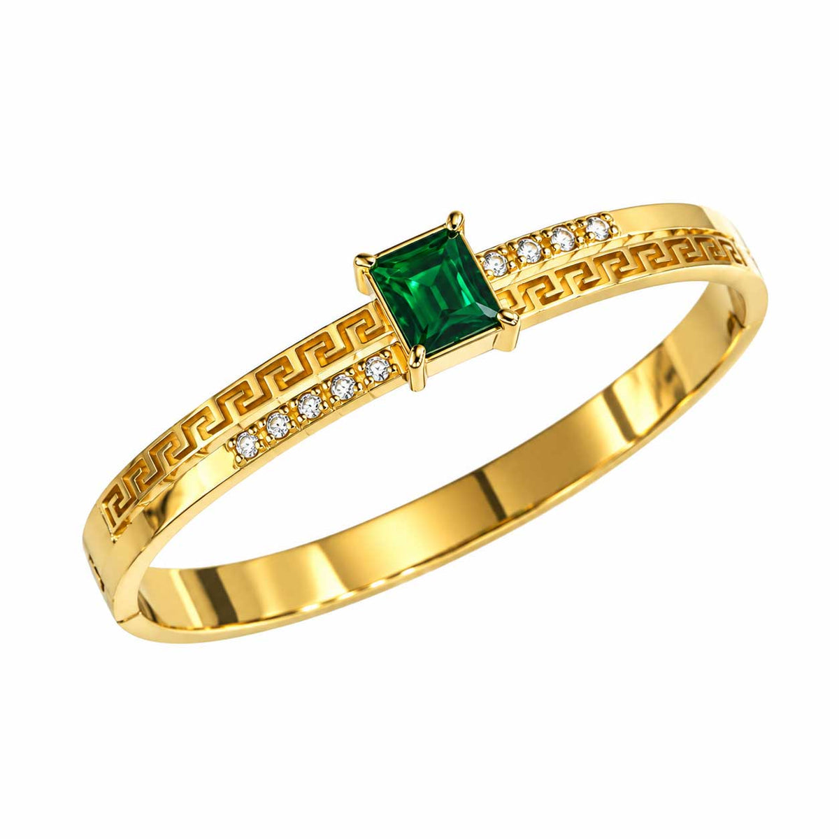 Emerald Greek Key Bangle