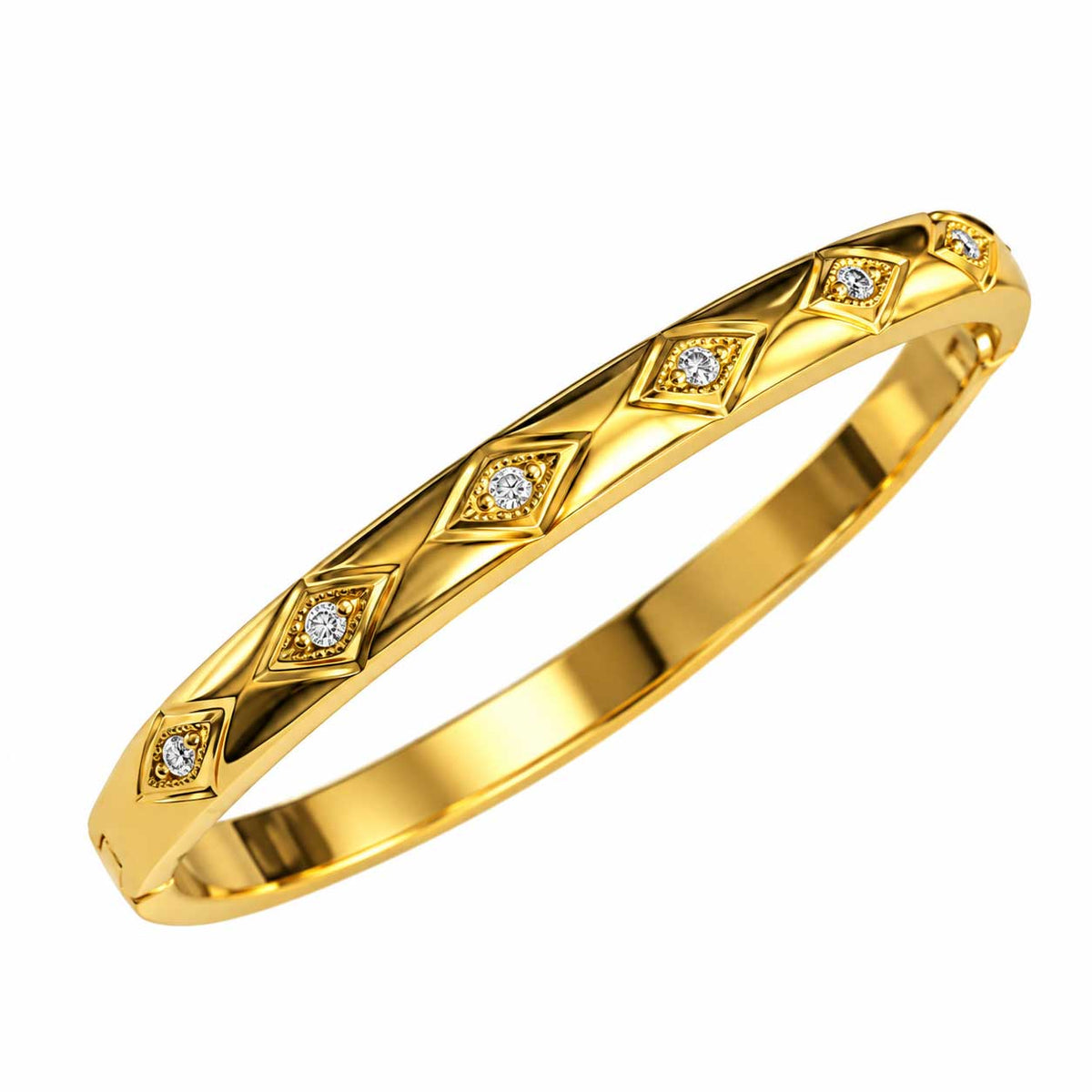 Diamond Motif Crystal Bangle