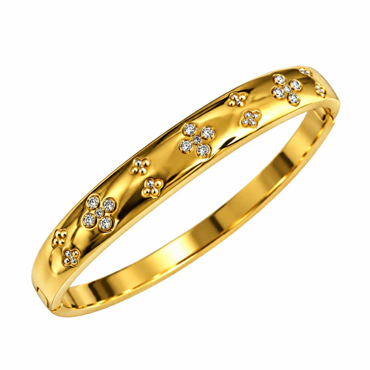 Golden Floral CZ Bangle