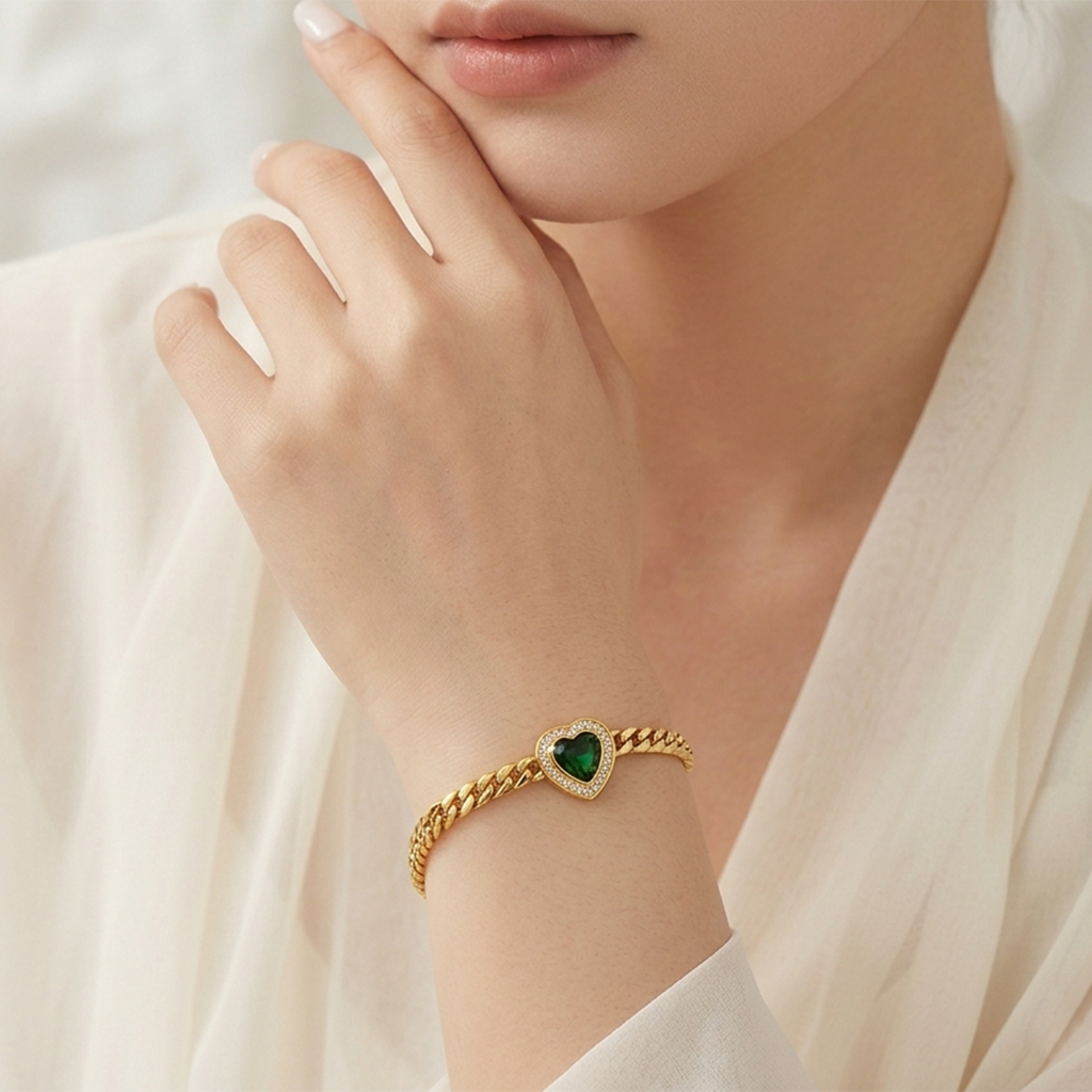 Emerald Heart Bracelet