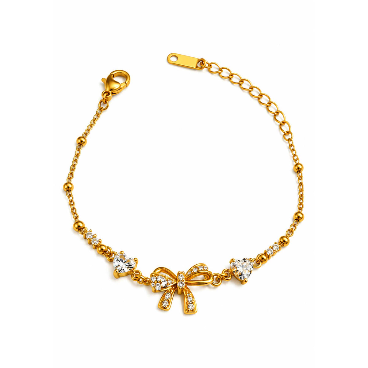 Gold Bow & Heart Bracelet