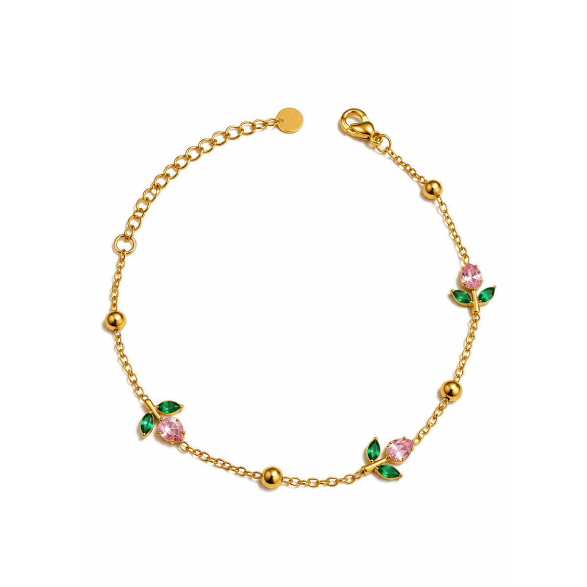Pink Tulip Charm Bracelet