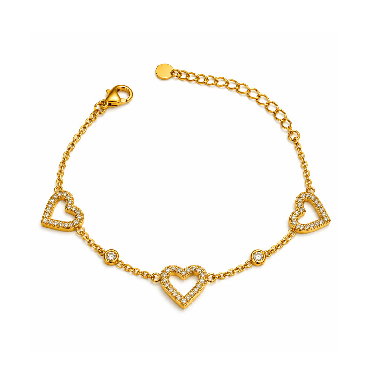Pavé Heart Gold Bracelet