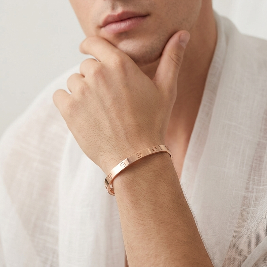 Rose Gold Love Screw Bangle