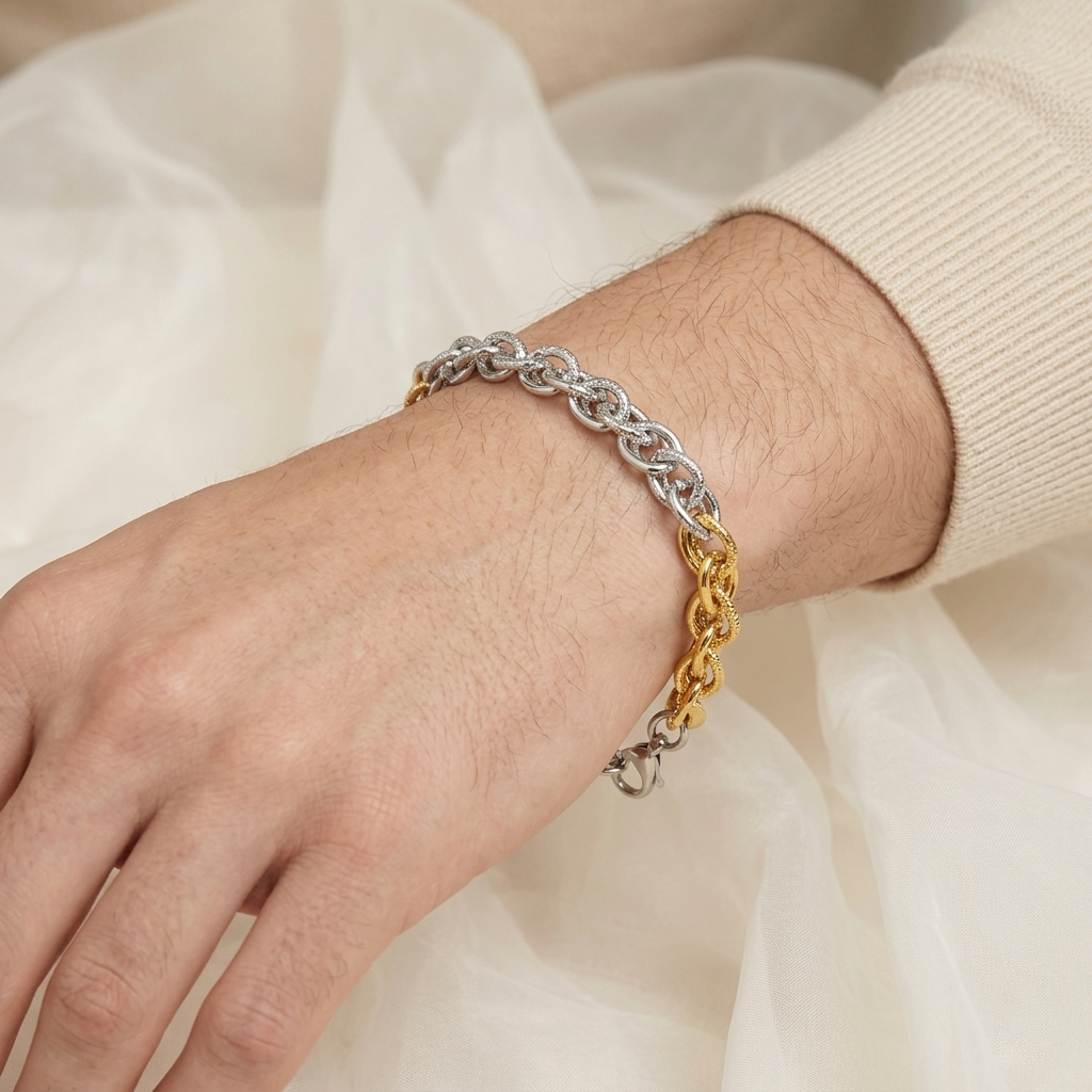 Dual Tone Twist Bracelet