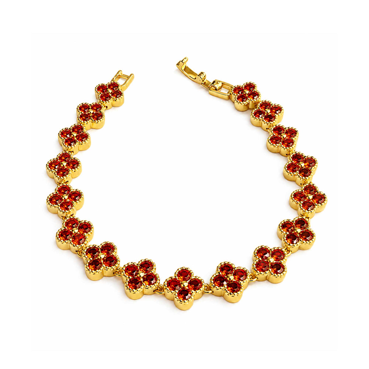 Ruby Clover Bracelet