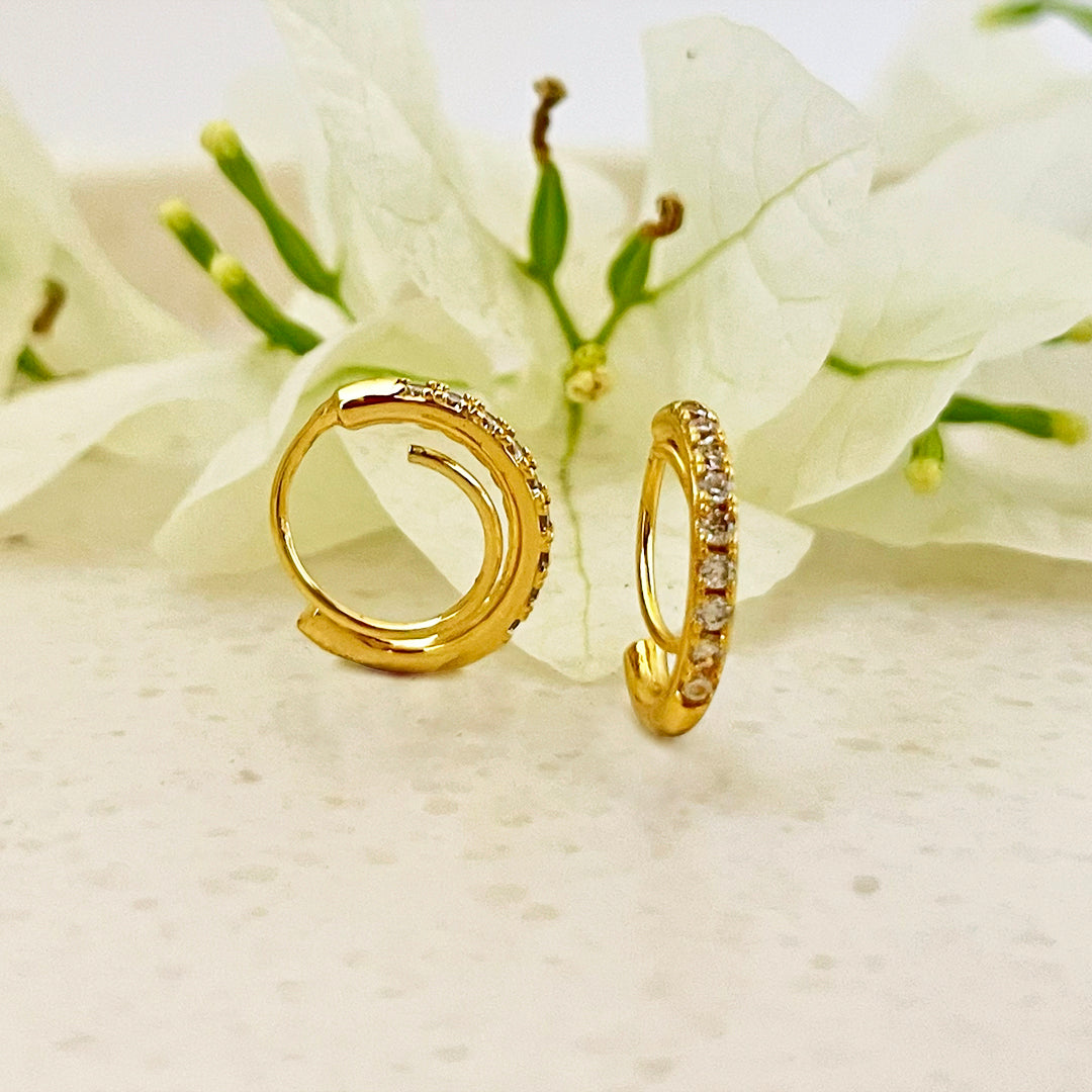 Stone-Encrusted Double Hoop