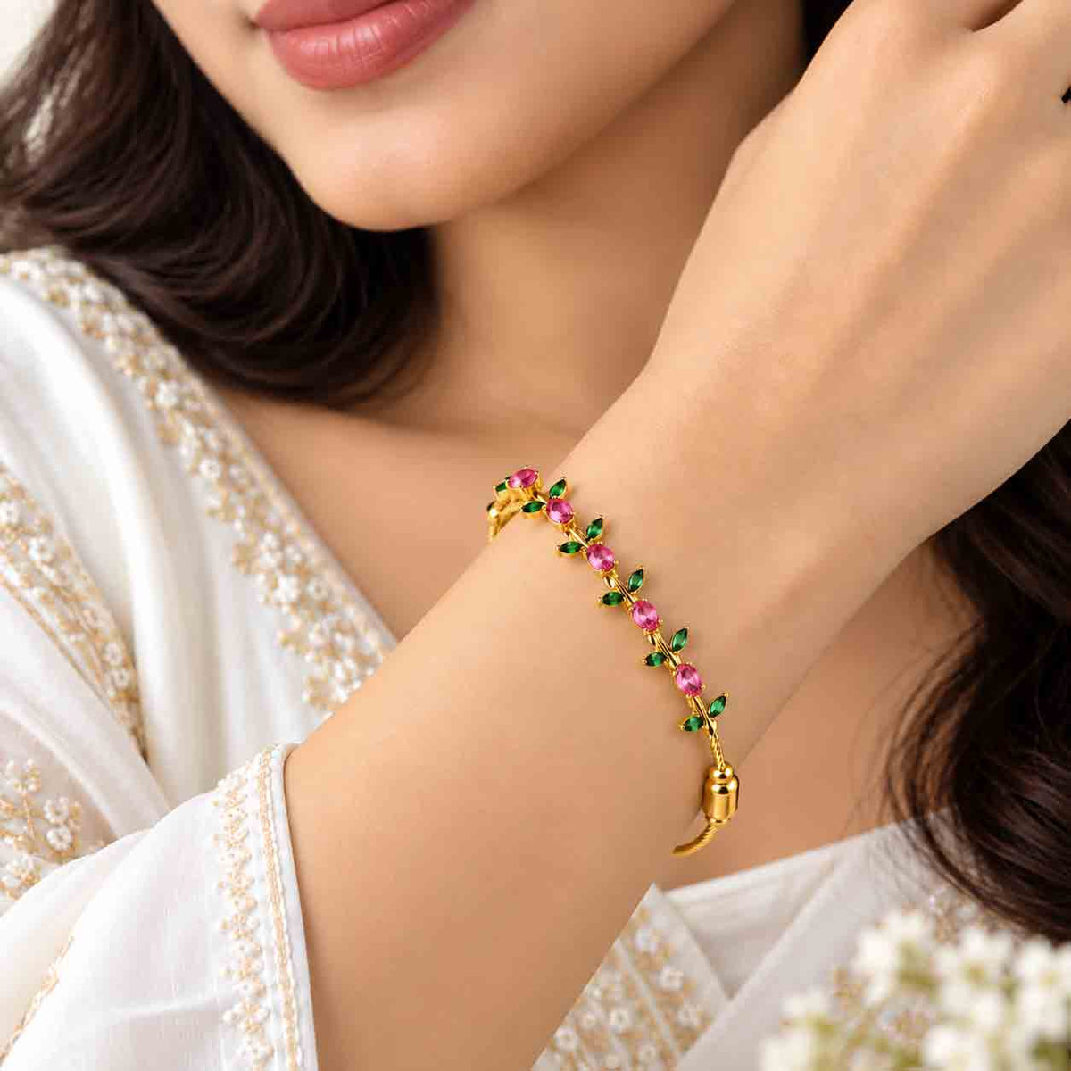 Pink Tulip Vine Bangle